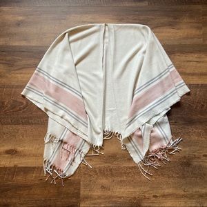 Causebox Siizu Poncho Cream Pink Striped Poncho